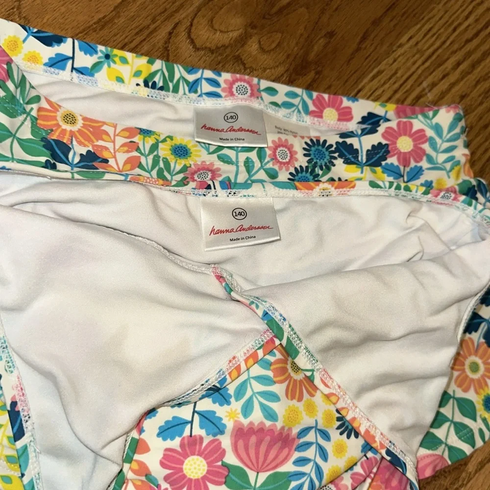 Hanna Andersson Floral Tankini & Skirt Swim Set - Teal, Pink, Yellow, Navy